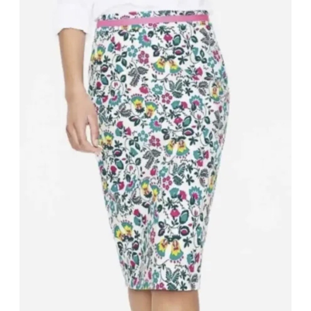 Boden Floral Pencil Skirt 8 Long Ivory Exotic Garden NWT